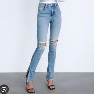 Zara High Rise Split Hem Skinny Jeans Size 8